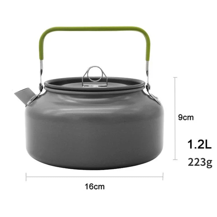 Portable Aluminum Camping Kettle (0.8–2.5L / 27–85 fl oz) — Lightweight Tea & Coffee Kettle for Hiking, Fishing, Picnic & Outdoor Cooking