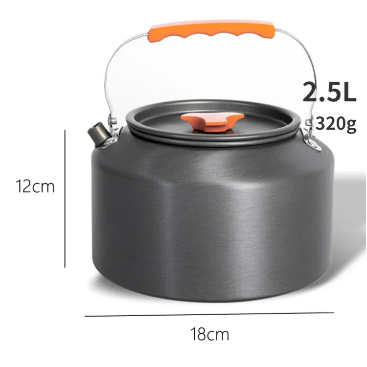 Portable Aluminum Camping Kettle (0.8–2.5L / 27–85 fl oz) — Lightweight Tea & Coffee Kettle for Hiking, Fishing, Picnic & Outdoor Cooking