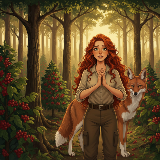 Hazel in the Ethiopian highlands with a rare Ethiopian Wolf, the rarest canid on earth